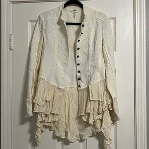 Free People Military Ruffles Jacket Size 6 White Color
